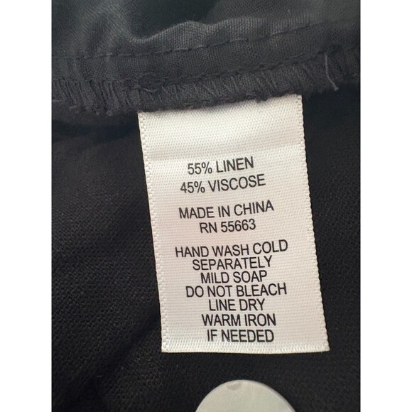 Joie Linen Blend Pants Size Large Black Wide Leg Cropped Lagenlook Pockets - Picture 4 of 15